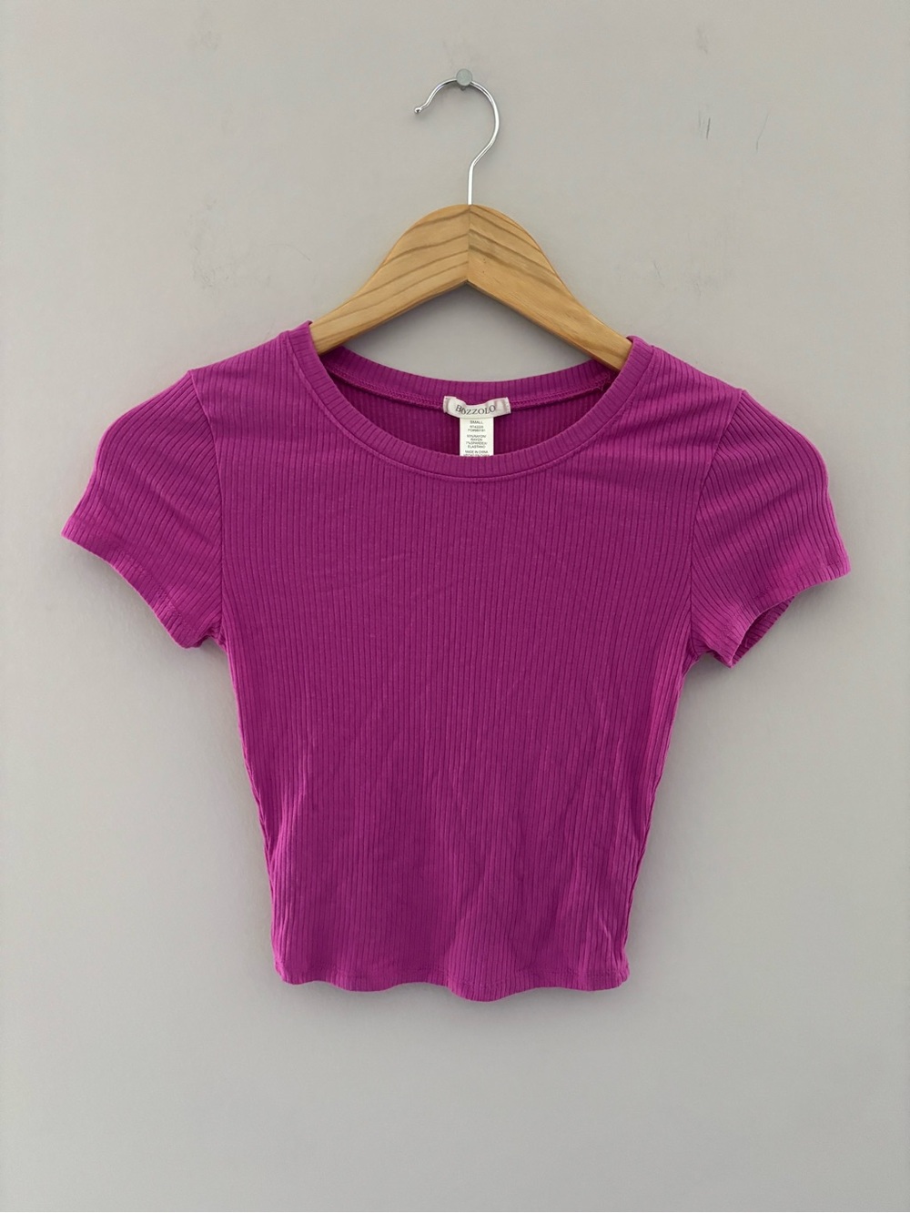Bozzolo Ribbed Crop Tee Magenta Pink Fitted Baby Tee Size Small